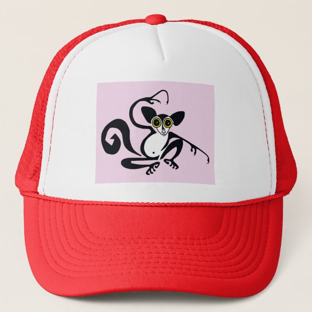 Cool graphic -AYE-AYE  -Primate - lemur- pink Trucker Hat (Front)