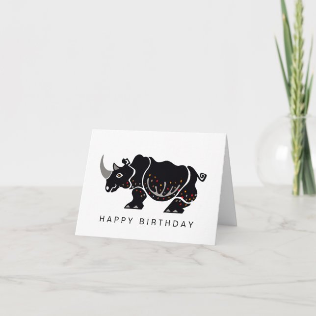 Cool graphic Black RHINOCEROS - Wild animals - Thank You Card (Front)