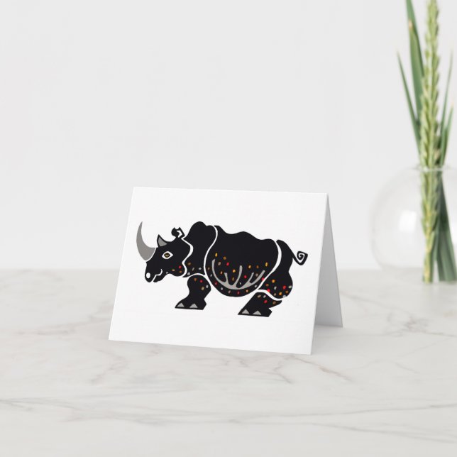 Cool graphic Black RHINOCEROS - Wildlife - Nature Thank You Card (Front)