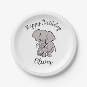 Cool graphic ELEPHANT - Happy Birthday - Party Paper Plate