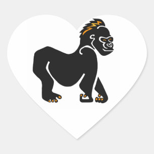  Cool graphic GORILLA - ape -primate -  Heart Sticker