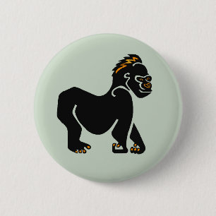 Cool graphic - GORILLA - Wildlife- Primate - Green 6 Cm Round Badge
