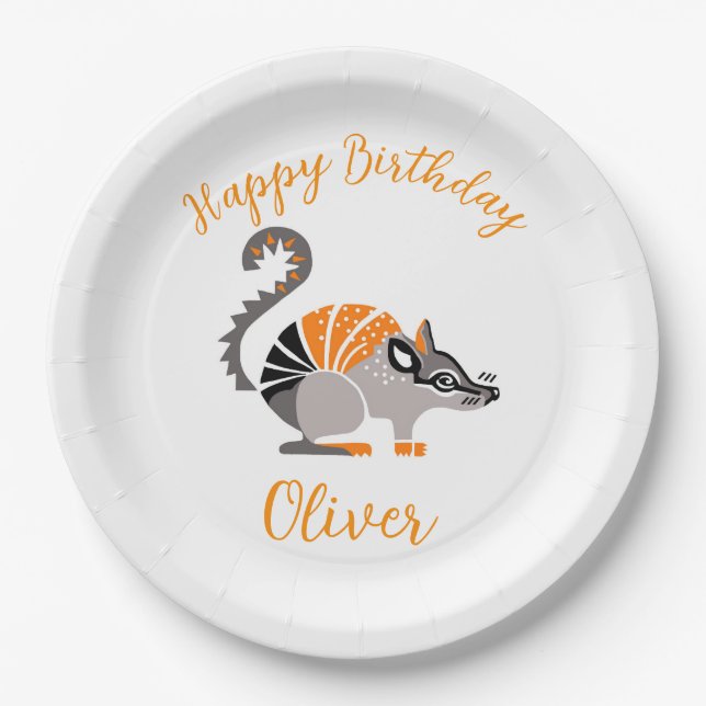 Cool graphic - NUMBAT- Happy Birthday- Party Paper Plate (Front)