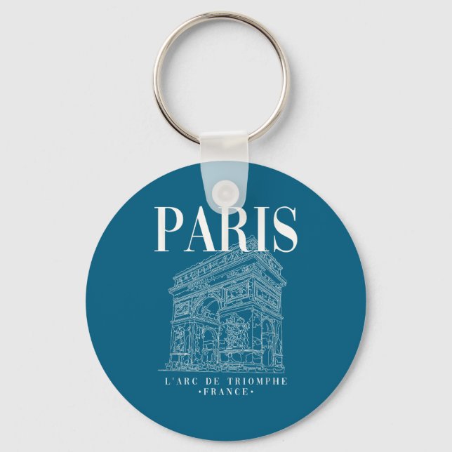 Cool Graphic Paris Arc De Triomphe Line Key Ring (Front)