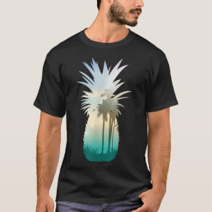 Cool Graphic Pineapple Sunset Palm Tree Beach T-Shirt