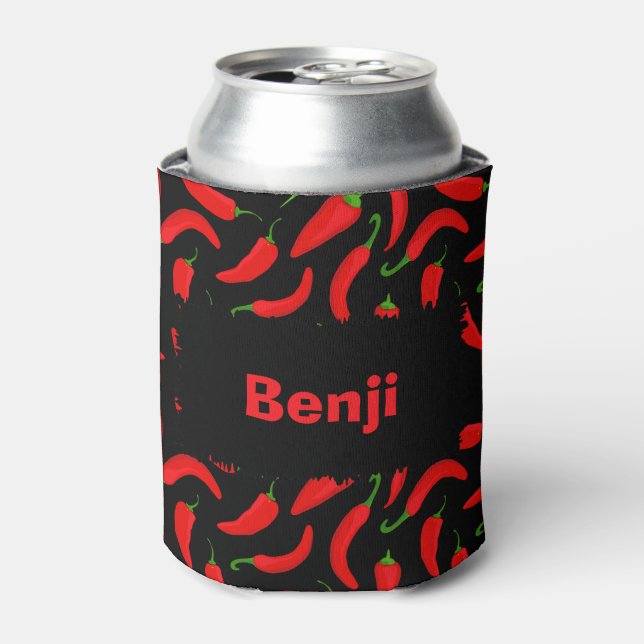 Cool Graphic Print Red Chilli Pepper Can Cooler (Can Front)