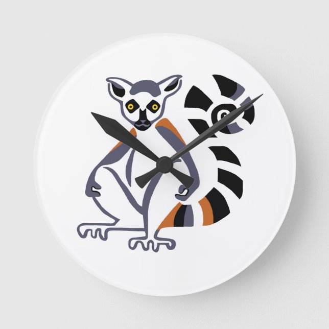 Cool Graphic - Ring-tailed LEMUR -Primate Round Clock (Front)