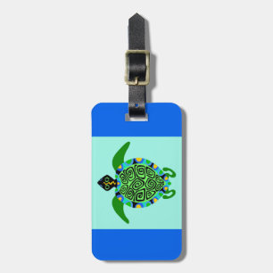 Cool graphic - Sea TURTLE - blue & green  Luggage Tag
