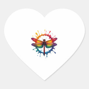 Cool Graphic Tie Dye Sunglasses Dragonfly Illustra Heart Sticker