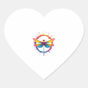 Cool Graphic Tie Dye Sunglasses Dragonfly Illustra Heart Sticker