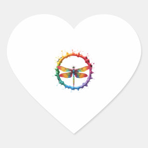 Cool Graphic Tie Dye Sunglasses Dragonfly Illustra Heart Sticker