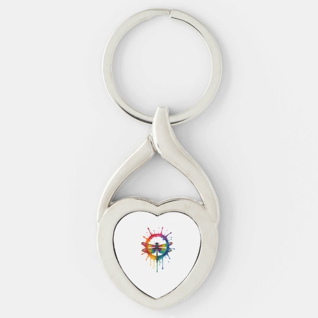 Cool Graphic Tie Dye Sunglasses Dragonfly Illustra Key Ring (Front)