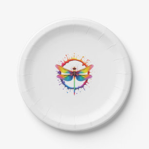 Cool Graphic Tie Dye Sunglasses Dragonfly Illustra Paper Plate