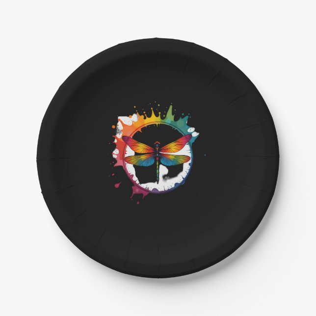 Cool Graphic Tie Dye Sunglasses Dragonfly Illustra Paper Plate (Front)