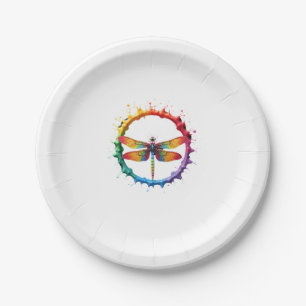Cool Graphic Tie Dye Sunglasses Dragonfly Illustra Paper Plate