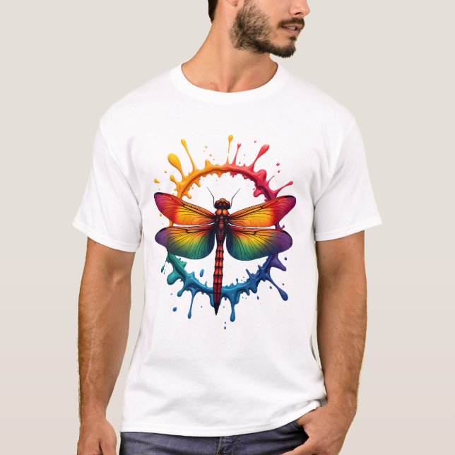 Cool Graphic Tie Dye Sunglasses Dragonfly Illustra T-Shirt (Front)