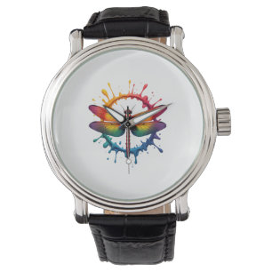 Cool Graphic Tie Dye Sunglasses Dragonfly Illustra Watch