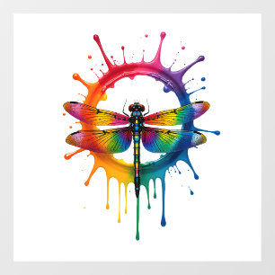 Cool Graphic Tie Dye Sunglasses Dragonfly Illustra Window Cling