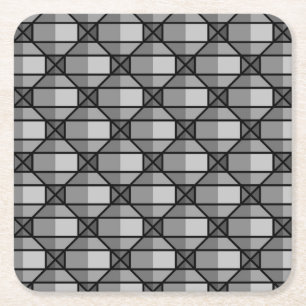 Cool Gray Shaded 3-Dimential Pattern Square Paper Coaster