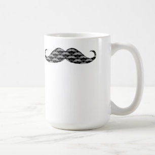 Cool Grayscale Moustache Patterns Coffee Mug
