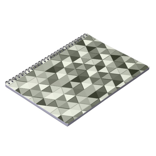 Cool Grayscale triangles geometric pattern Notebook (Left Side)