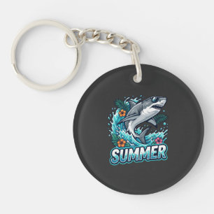 Cool Great White Shark Jumping - summer animal Key Ring