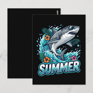 Cool Great White Shark Jumping - summer animal  Postcard