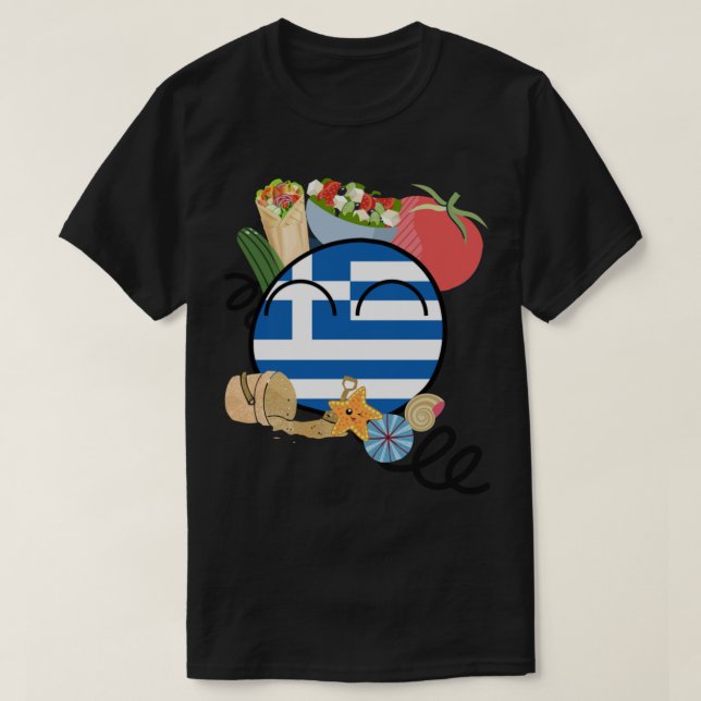Cool Greece Countryhuman Countryball   T-Shirt (Design Front)