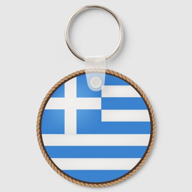 Cool Greece Flag Seal Key Ring (Front)
