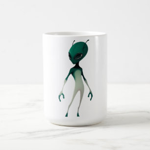 Cool Green Alien Illustration - Modern Sci-Fi Char Coffee Mug