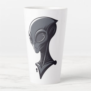 Cool Green Alien Illustration - Modern Sci-Fi Char Latte Mug