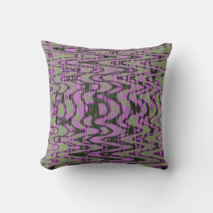 Cool Green and Pink Abstract Tie Dye Retro Waves Cushion