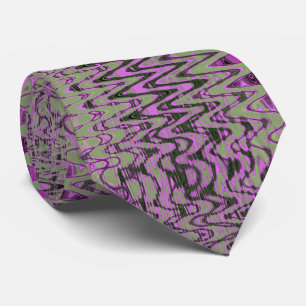 Cool Green and Pink Abstract Tye Dye Retro Waves Tie