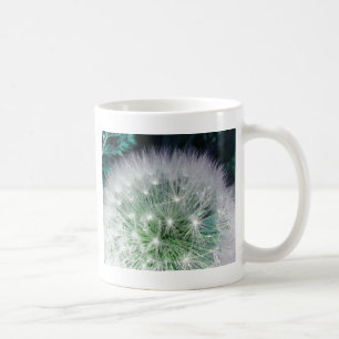 Cool green and white dandelion with waterdrops coffee mug