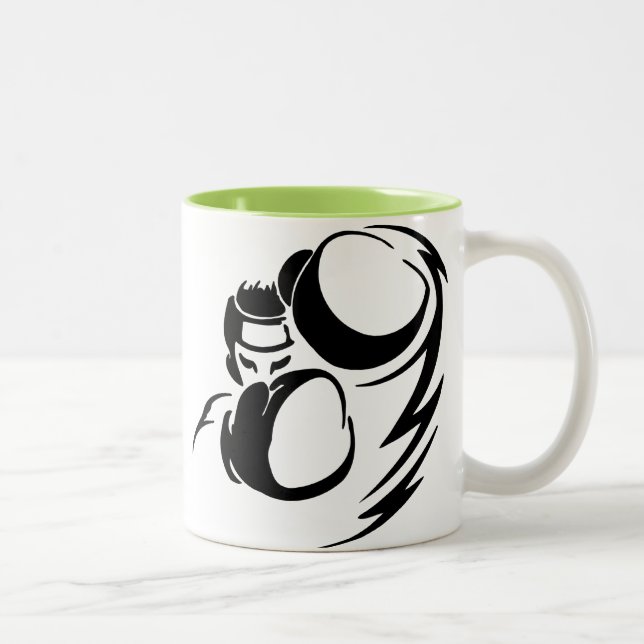 Cool Green Boxer Two-Tone Coffee Mug (Right)