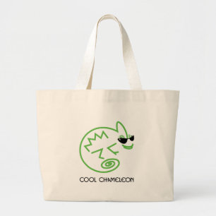 Cool Green Chameleon Large Tote Bag