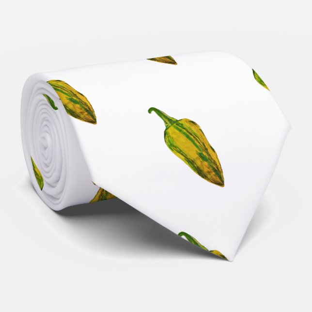 Cool Green Chilli Peppers Tie (Rolled)