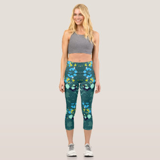 Cool Green ColorfulPaint Splatter Pattern Capri Leggings