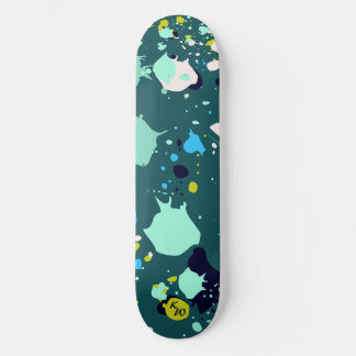 Cool Green Colourful Paint Splatter Initials Skateboard