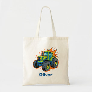 Cool Green Farm Tractor Tote Bag