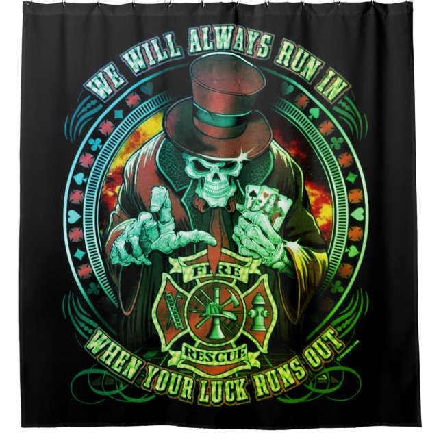 Cool Green Fire Rescue We Always Run In Shower Curtain (Front)