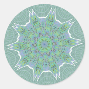 Cool Green Floral pattern Classic Round Sticker