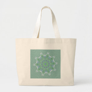 Cool Green Floral pattern Large Tote Bag