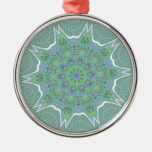 Cool Green Floral pattern Metal Tree Decoration (Front)