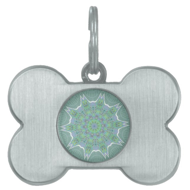 Cool Green Floral pattern Pet Tag (Front)