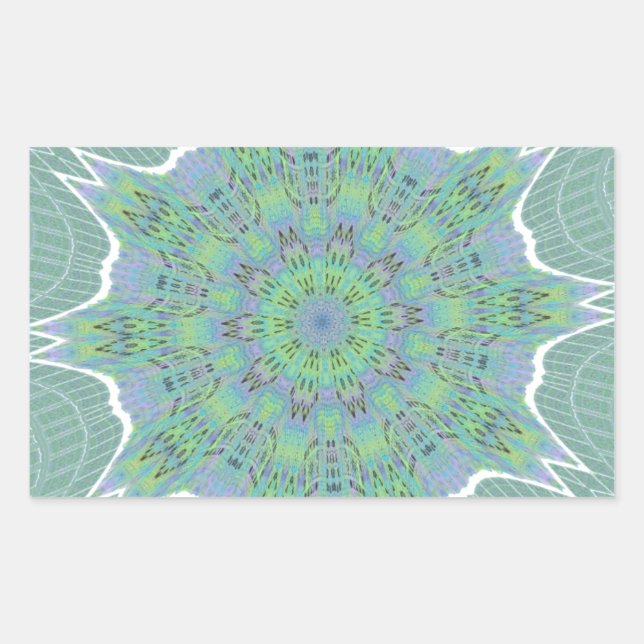 Cool Green Floral pattern Rectangular Sticker (Front)