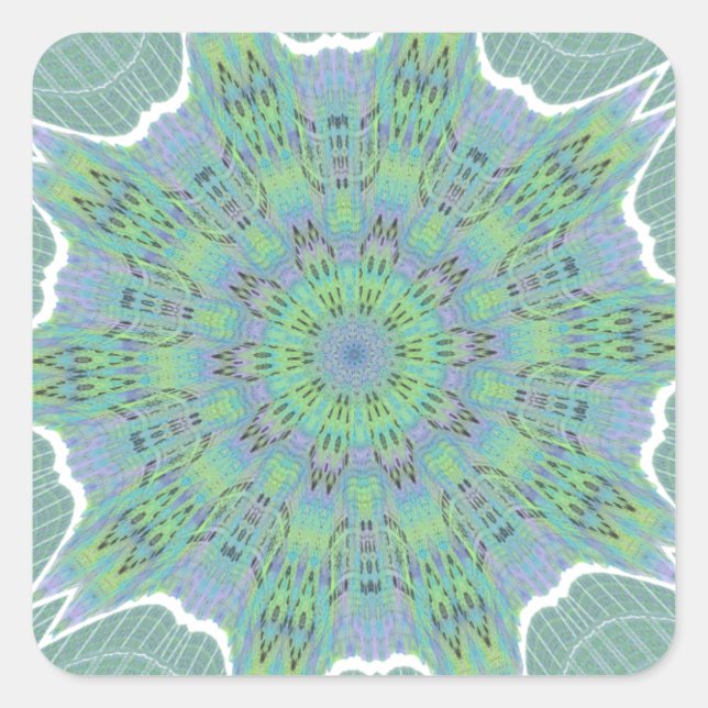 Cool Green Floral pattern Square Sticker (Front)