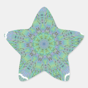 Cool Green Floral pattern Star Sticker