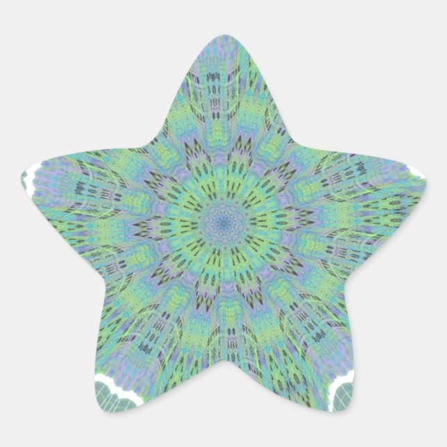 Cool Green Floral pattern Star Sticker (Front)
