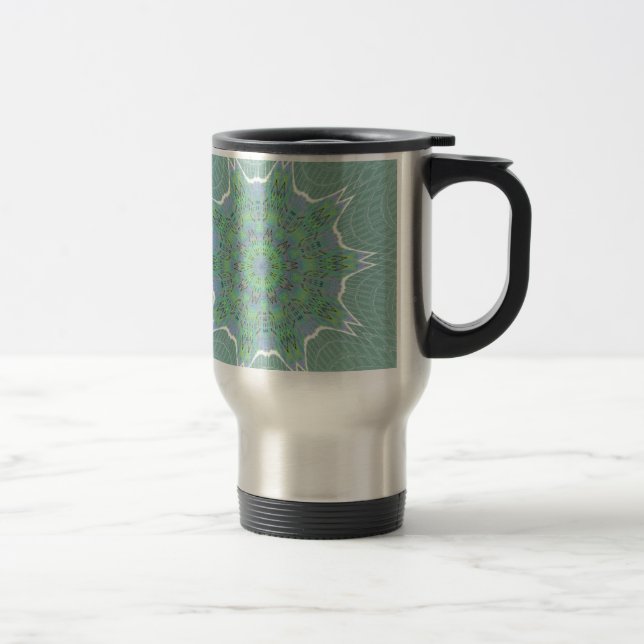 Cool Green Floral pattern Travel Mug (Right)